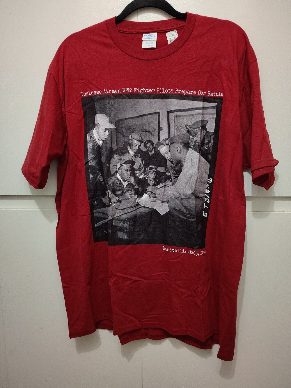 New Tuskegee Airmen Dark Red Shirt XL WW11 332nd Fighter Group Ramitelli Italy